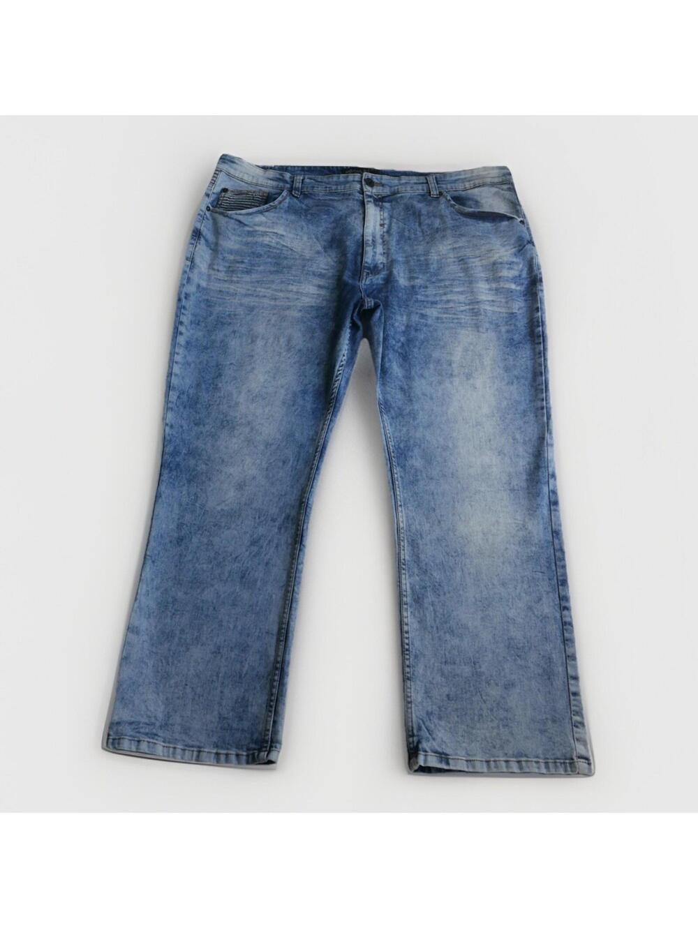 Marc Ecko Cut & Sew Men 46x30 Acid Wash Relaxed Motor Biker Jeans Streetwear